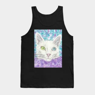 white cat  face blue and  green eyes Tank Top